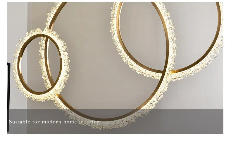 HYN Decorative Chandelier Postmodern Brass Front Desk Circular Art Reception Room Exhibition Hall Crystal Lamp