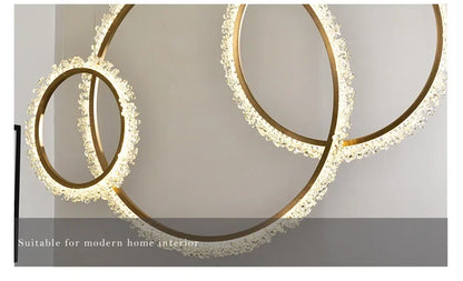 HYN Decorative Chandelier Postmodern Brass Front Desk Circular Art Reception Room Exhibition Hall Crystal Lamp