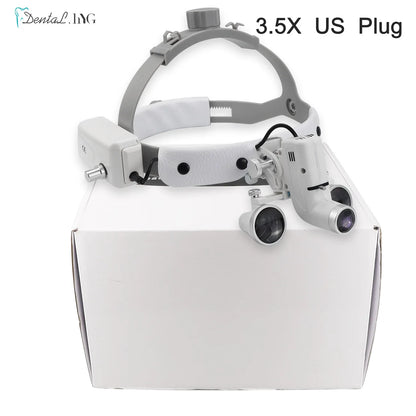 2.5X/3.5X  Dental LED Light Lamp Binocular Loupes Brightness Spot Adjustable Dental Lab 5W Headlamp For Surgical Headlight