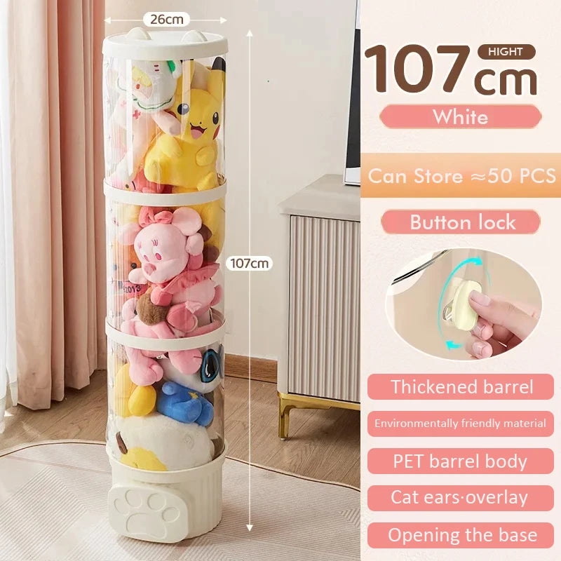 Doll Storage Bucket Transparent Moistureproof Storage Tube for Children's Plush Toys Organizer Home Organization and Storage