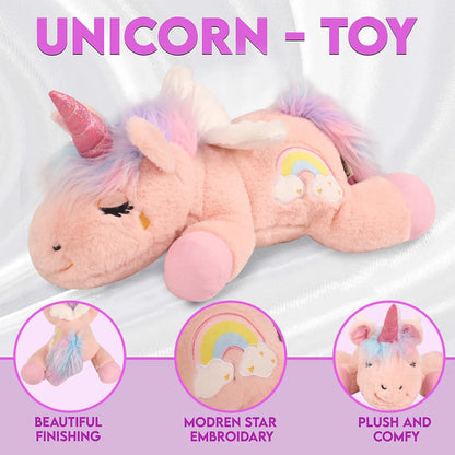 PETFULED Unicorn Heartbeat Dog Toys Plush Toys Comfort Puppy Toys Stress Reducing Sleep Aid Crate Toys, Durable Chew Toys for Do