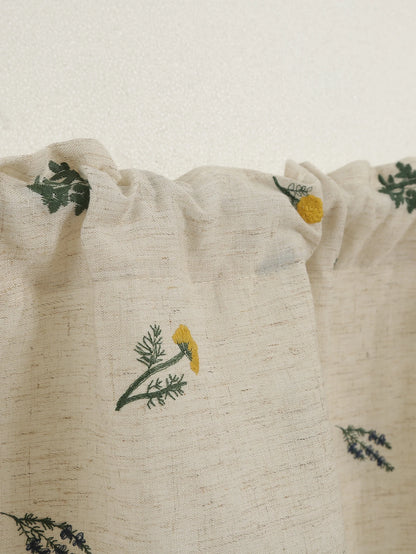 Linen Embroidery Curtain Small Fresh Curtain Rustic Wind Drift Window Curtain Ambience Sense Short Curtain