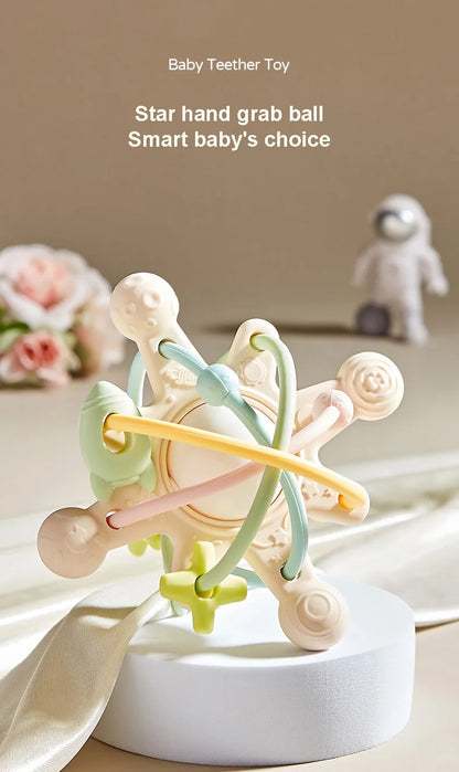 Baby Silicone Hand Catching Ball Baby Chewing Teether Toy Hand Bell 0-12 Months Newborn Sensory Educational Toys Infant Gift