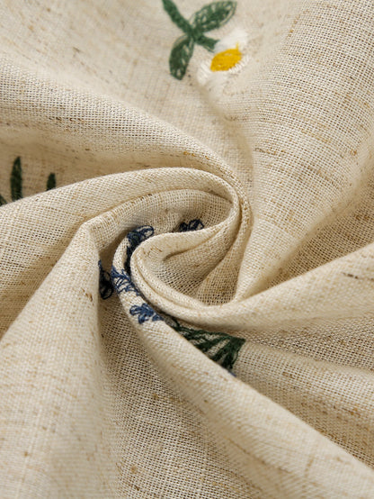 Linen Embroidery Curtain Small Fresh Curtain Rustic Wind Drift Window Curtain Ambience Sense Short Curtain