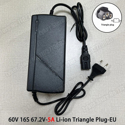 36V 48V 60V 72V Charger 2A 5A Lithium Battery Pack 42 54.6 67.2 84V 10 13 16 20S Smart Intelligent Fast Charging Charger EU Plug