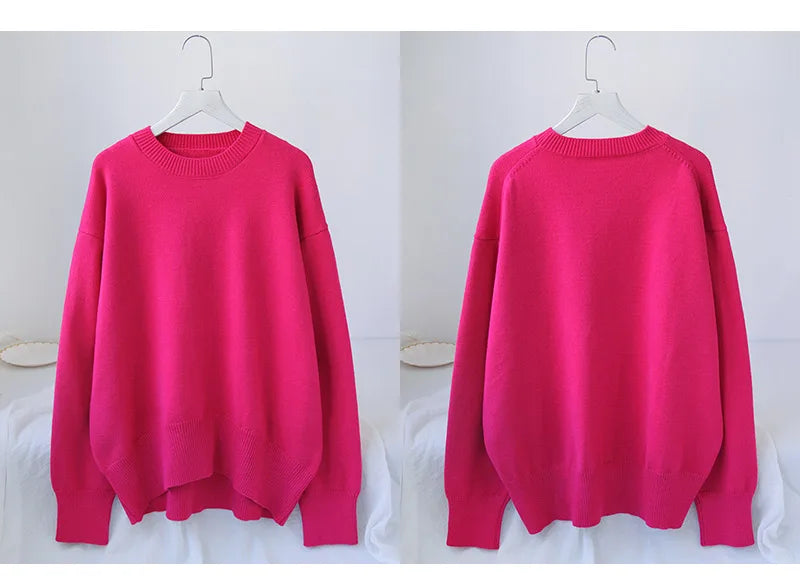 Light Blue Oversized Sweaters For Women 2024 Trend White Loose Sweater Casual Autumn Winter Warm Thick Knit Sweater Women Jumper