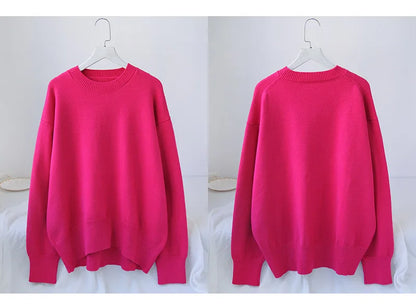 Light Blue Oversized Sweaters For Women 2024 Trend White Loose Sweater Casual Autumn Winter Warm Thick Knit Sweater Women Jumper