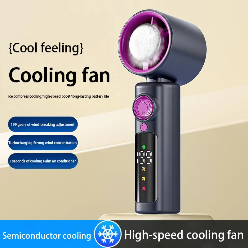 Electric Fan Handheld Fan 199 Gears High Speed Semiconductor Cooling Handheld Fan Mini Portable Folding USB Small Fan