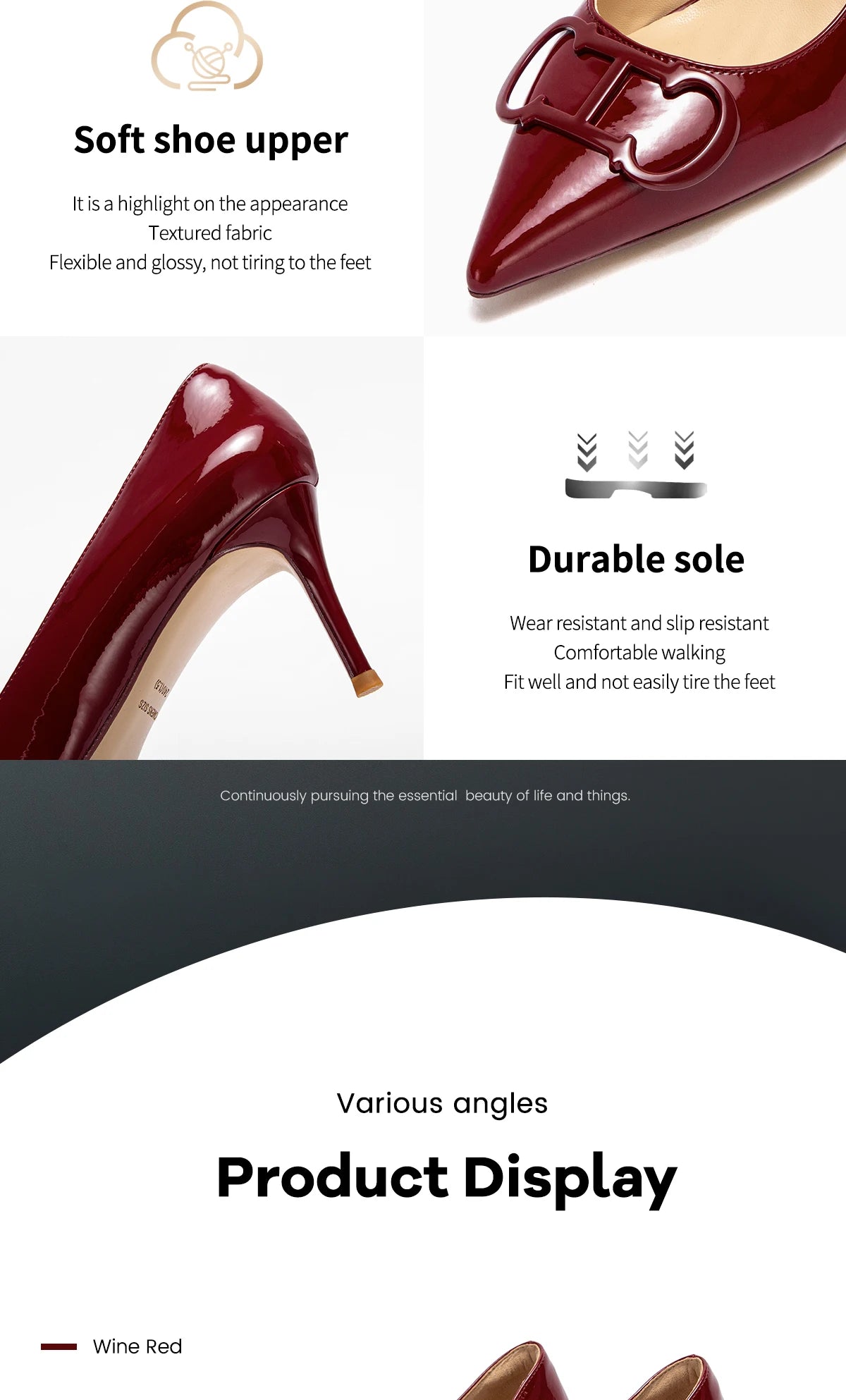 CHCH Women's High Heels New Lacquer Leather Women's Business Wedding Shoes 7cm