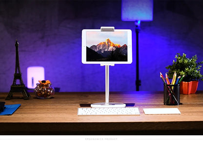 Sturdy Tablet Stand with Adjustable Viewing Angles - Ideal for Bedside, Desktop, and Kitchen Use