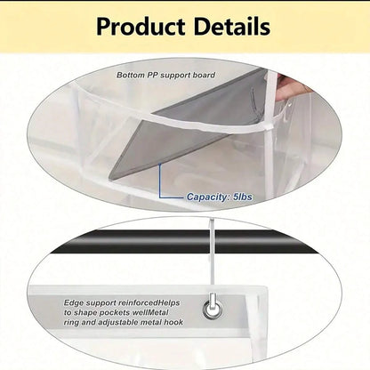 1pc/2pcs - Over-the-Door Organizer – Versatile, Foldable, Clear Wall-Mounted Storage Solution for Home Organization