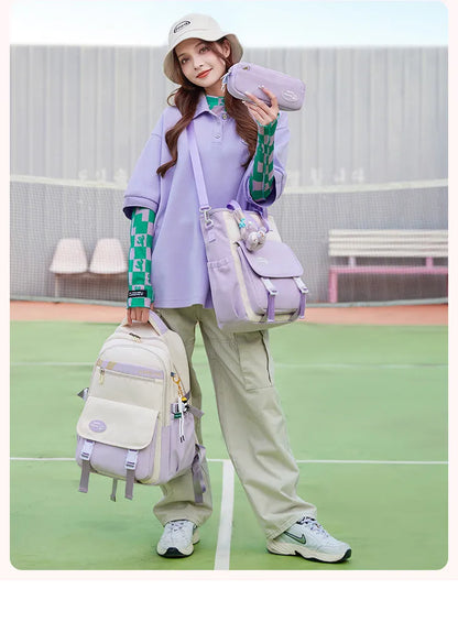 Cute Student Backpack 3pcs/set Primary Schoolbag Harajuku Kawaii Student Backpack Teenage Girls Handbag Large Capacity Rucksack