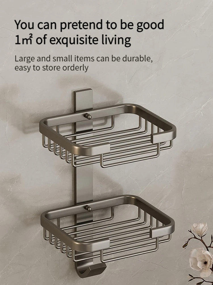 Aluminum Bathroom Drain Soap Storage Holder Soap Dish Storage Rack Bathroom Accessories