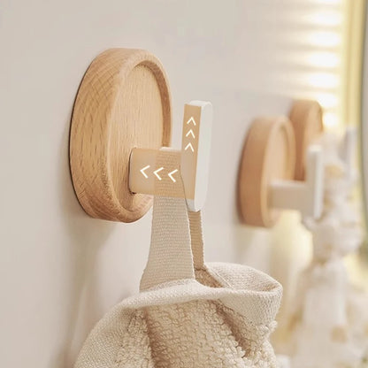 Self Adhesive Wall Hooks Walnut Hanging Hooks For Kitchen Bathroom Solid Hook Coat Storage Hook Home Towel Key Bag Decor Holder