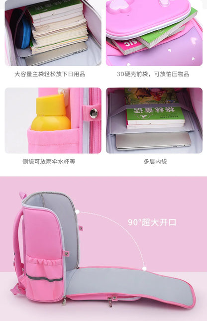primary school bags for girls cute cartoon love heart pink school backpack student bookbag elementary school kids backpack