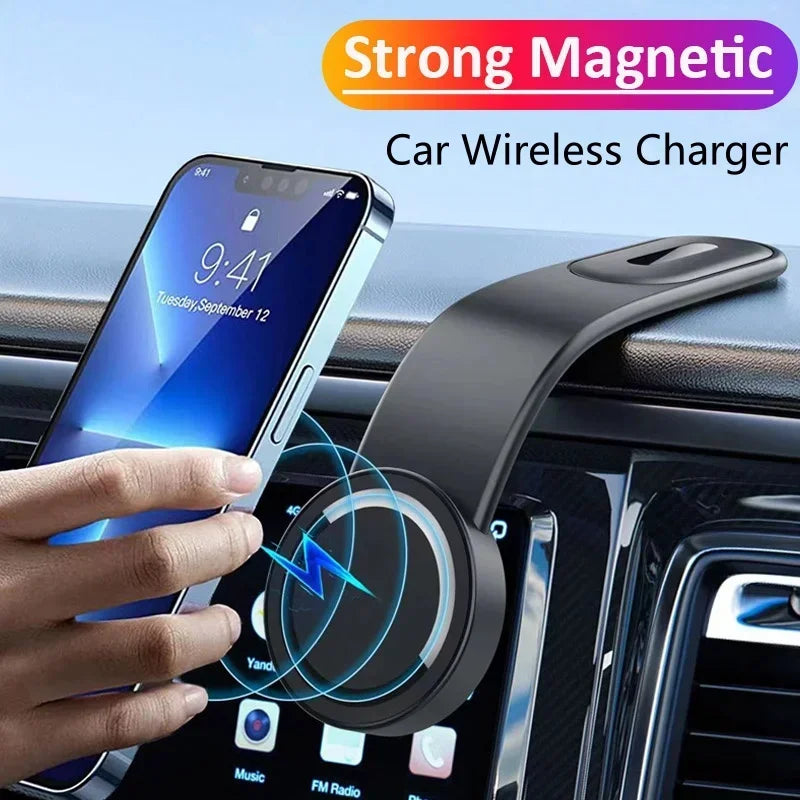 Magnetic Car Phone Holder Wireless Charger Car Fast Charging Dashboard Car Mount Bracket for iPhone 15 14 13 12 Pro Max Macsafe