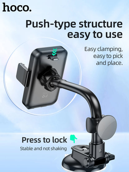 HOCO Car Center Console Windshield Phone Holder For iPhone 16/15 Pro Max Handsfree Universal Phone Mount For 4.7-7 inch Phones