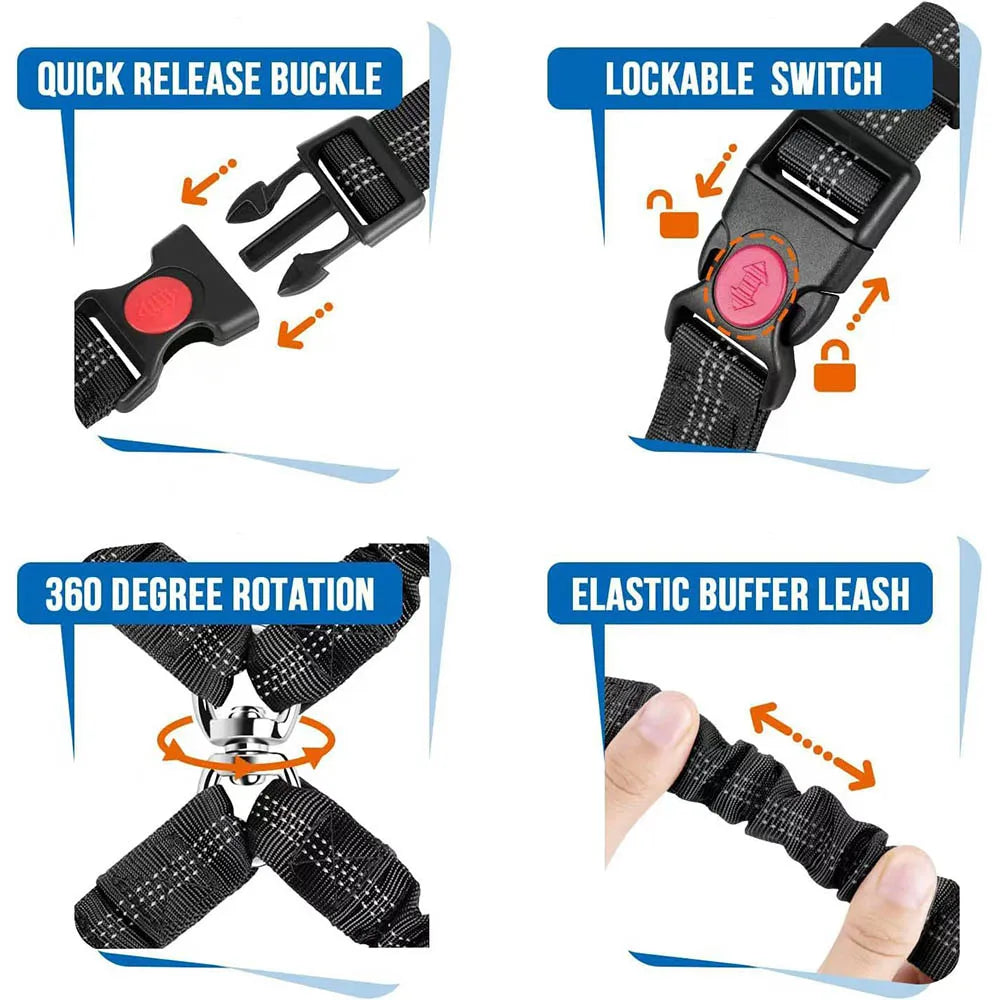 Double-headed Dog Safety Harness Pet Car Headrest Restraint Device Adjustable Tension Split Connection Safety Harness for Travel