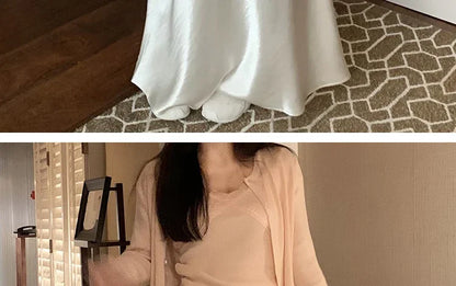 Maternity 2025 New Early Spring Vinegar Satin Covers Strap Slim A-line Long Skirt High Waist Drooping Fish Tail Youth Pregnancy