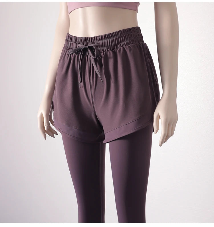 Yoga Pants Leggings Two-piece Skirt Style Quick-drying Workout Yoga Pants Women Pockets Sport Trousers Leggings