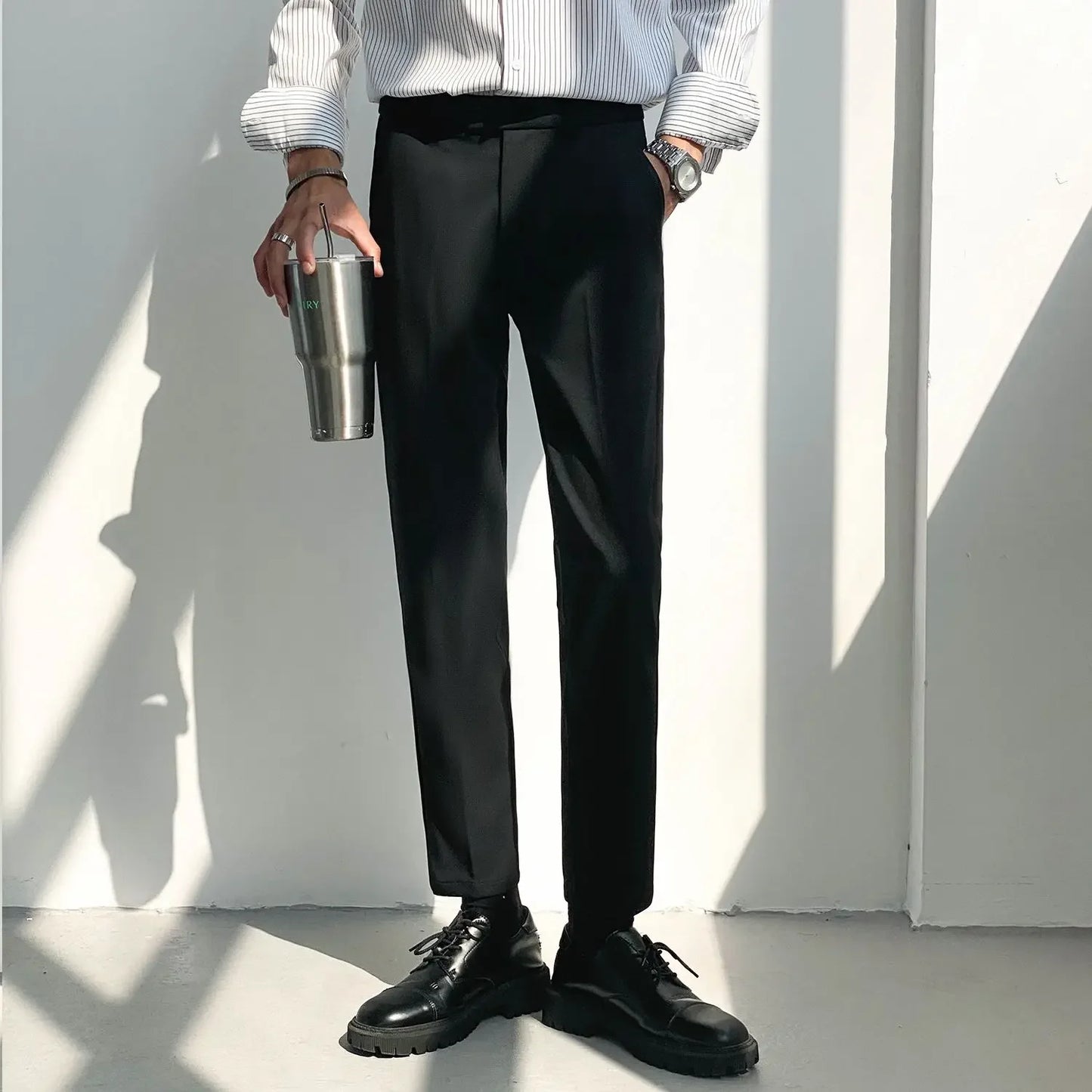 Office Social Tailoring Work Black Male Suit Trousers Business Men's Summer Pants Elegant 2024 Thin Casual Fabric Slacks Wear Up