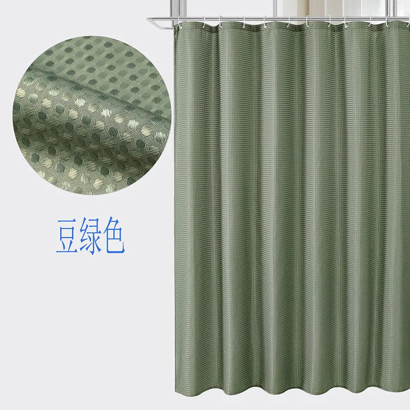 Plain Waffle Waterproof and Mildew-proof Polyester Shower Curtain, Bathroom Curtain, Bathroom Partition Curtain, Shower Curtain