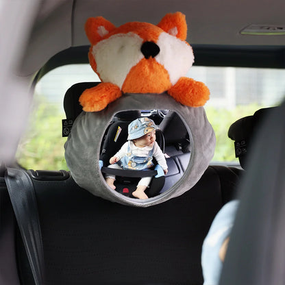 1PCS Easy View Baby Car Mirror, Safety Car Seat Cartoon doll Mirror for Rear Facing Infant, Wide Crystal Clear View,Shatterproof