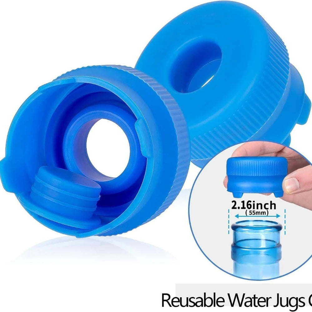 1/2pcs 3&5 Gallon Water Jug Lids Replacement Water Jug Caps, ReusableSilicone Leak Proof Jug Lid For 55mm Bottles