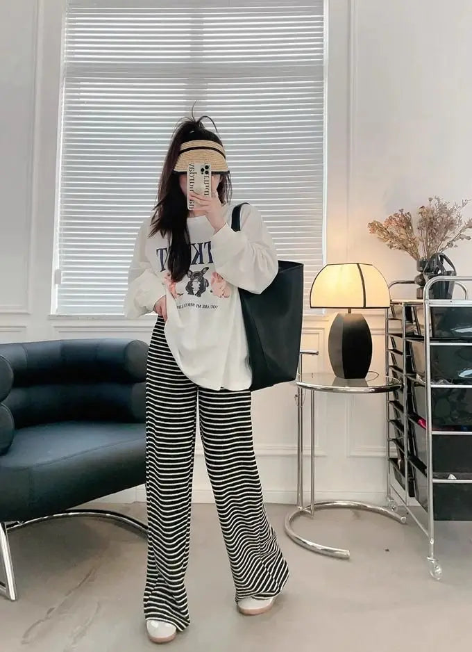 2025 Maternity Pants Home Clothes for Pregnant Women Leisure Belly Support Clothing Pregnancy Striped Trousers Woman Summer Kids