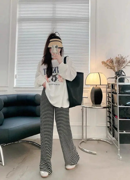 2025 Maternity Pants Home Clothes for Pregnant Women Leisure Belly Support Clothing Pregnancy Striped Trousers Woman Summer Kids