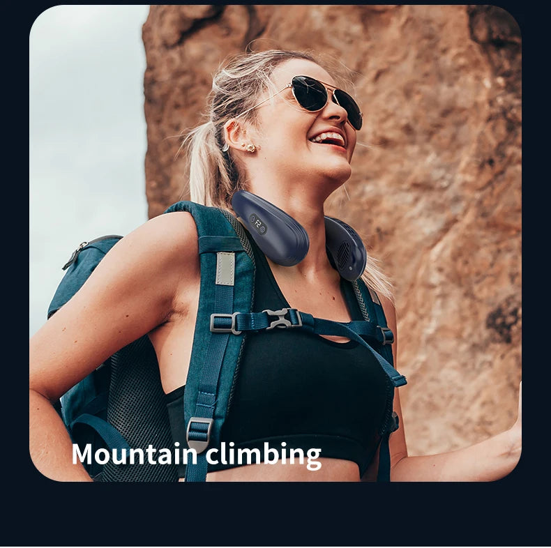 New Wearable Neck Fan Hanging Neck Fan Rechargeable Semiconductor Cooling Bladeless Fan Outdoor Personal Fan Wearable Cooler