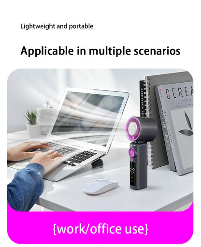Electric Fan Handheld Fan 199 Gears High Speed Semiconductor Cooling Handheld Fan Mini Portable Folding USB Small Fan