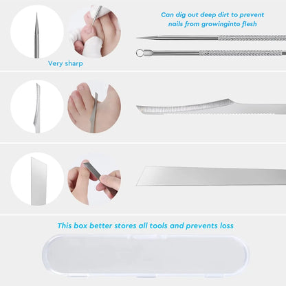6pcs Stainless Steel Manicure Pedicure Knife To Remove Dead Skin Calluses Thick Hard Nail Clippers Acne Needle Pick Tool Set