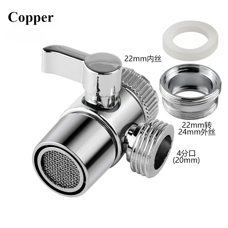 Universal Faucet Adapter Splitter Diverter Valve Water Tap Connector for Kitchen Sink Shower Bathroom Toilet Accessories