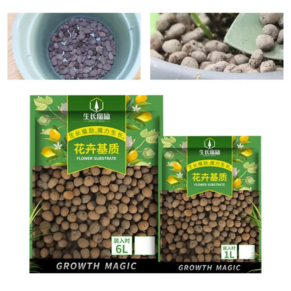 2L/1L Organic clay balls, Flower Substrate Drainage Expanded Clay, Hydroponic Gardening plant pot, Orchids, Drainage Aquaponic