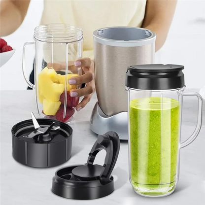 ABKJ-Blender Cups And Blade Replacement Parts 6Pcs, 22Oz Cup With Flip Top To-Go Lids & Blade For Magic Bullet Blender Juicer