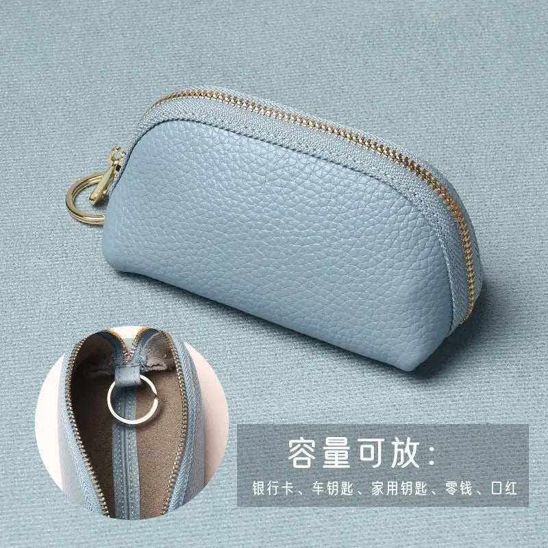 Soft Leather Key Holder Organizer Pouch Men Women Car Key Wallet House Keychain Housekeeper Key Case Zipper Bag Mini Card Bag