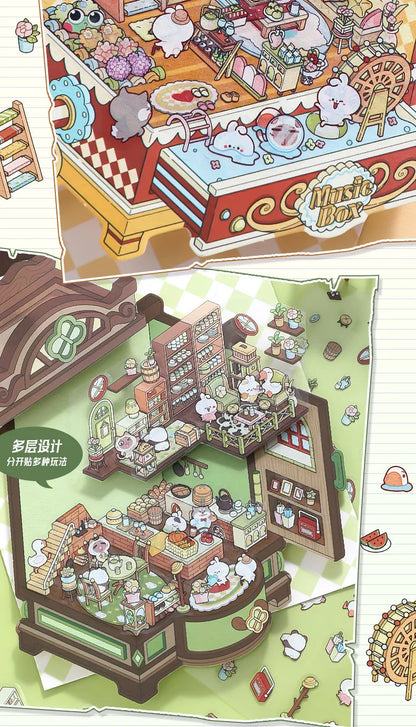 Creative Design Landscaping Sticker for Student Cute Cartoon Magic 3D Stack Scene Scrapbook Sticker Sweet Student Supplies