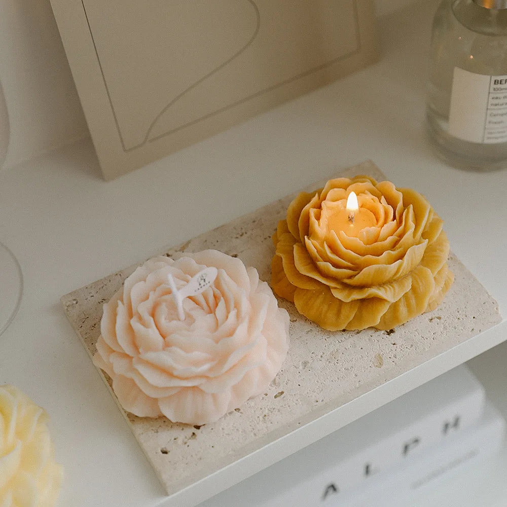 Peony Scented Candles, Handmade DIY Mini Floral Candles for Valentine's Day Gifts