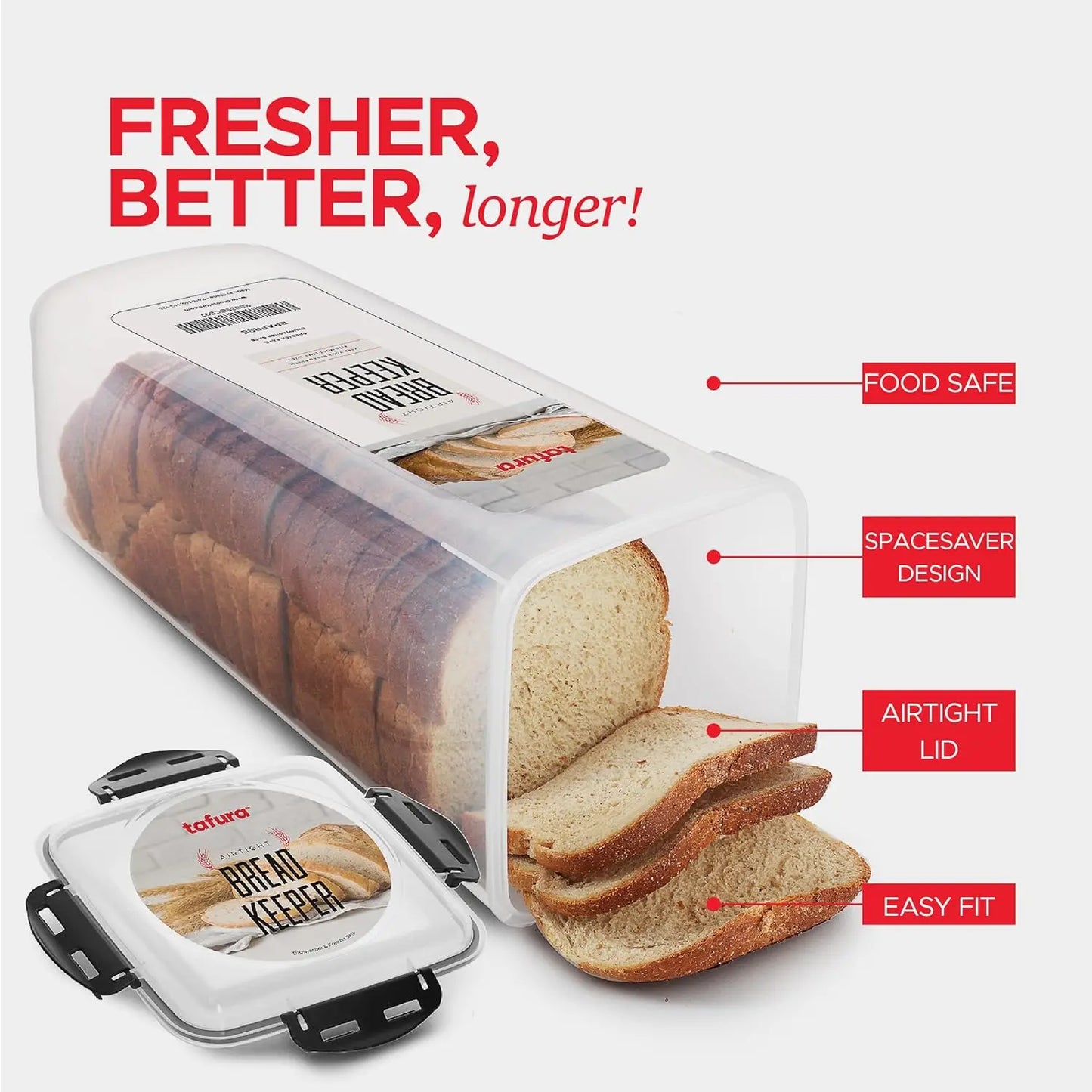 Bread Container Plastic Bread Box Bread Keeper with Airtight Lid Bread Storage Loaf Container Airtight Loaf Bread Saver BPA Free
