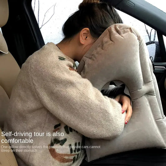 Inflatable Travel Pillow Travel Accessories For Long Haul Flights,Cars,Buses,Trains,Office Napping Sleeping Gray