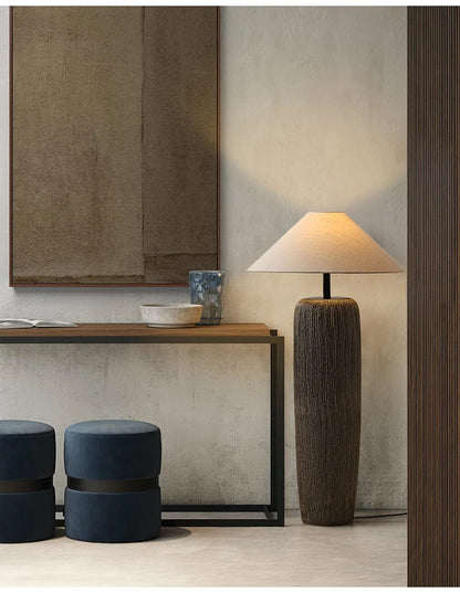 Ceramic floor lamp Wabi Sabi Style fabric lamp shade japanese floor lamp for Living Room Salon Corner Sofa Lounge Standing Light