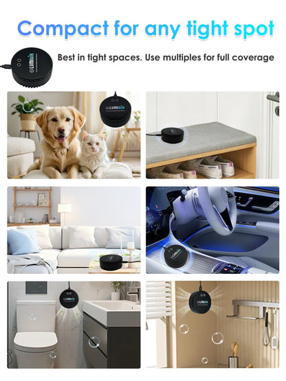 Smart Air Purifier/Deodorizer-USB-Powered Air Cleaner with Dual-core chip, Low Noise Operation for Smalller Spaces