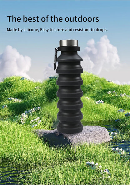 550ml collapsible water bottle cup, reusable BPA-free silicone collapsible water bottle, suitable for hiking in travel gym