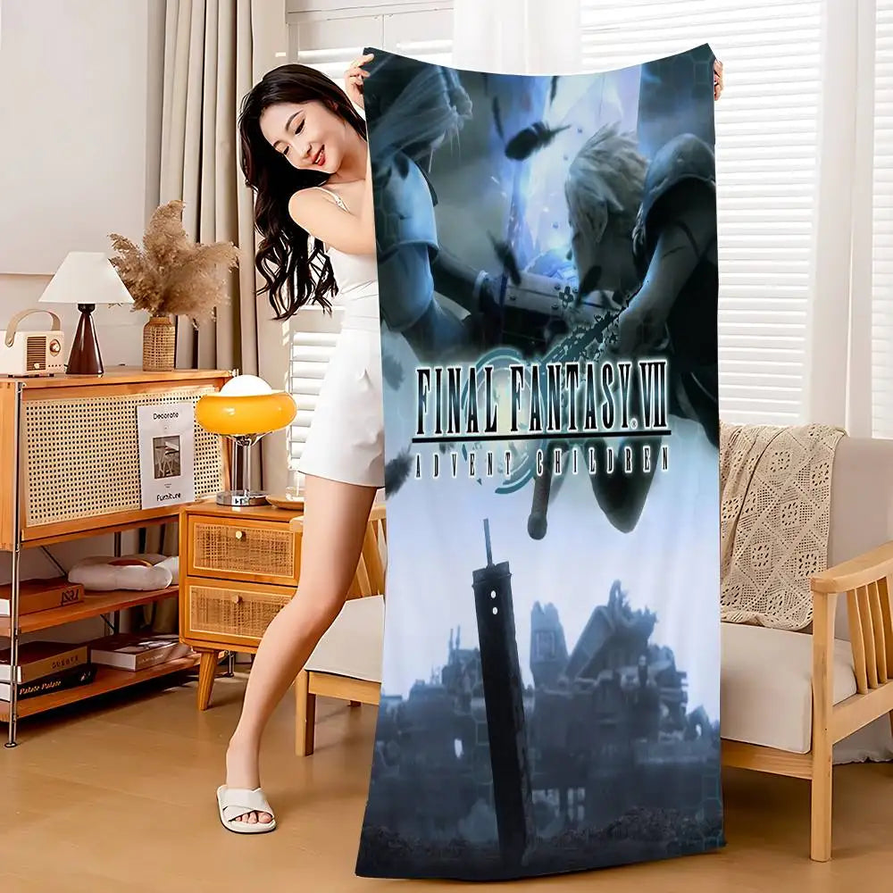 Video Games Final F-Fantasy Cartoon Beach Towel Cute Kawaii Room Decor Bath Girls Children Hand Towels For Bathroom Shower