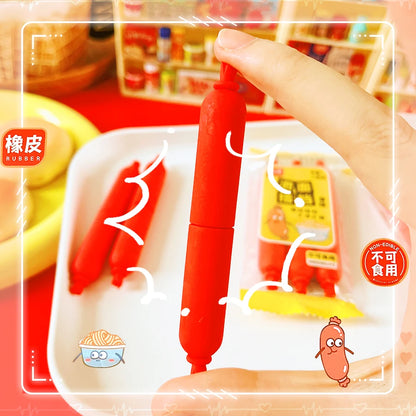 school teacher gift back to school supplies Aesthetic cute stationery Kawaii object funny erasers Sausage rubber cute things