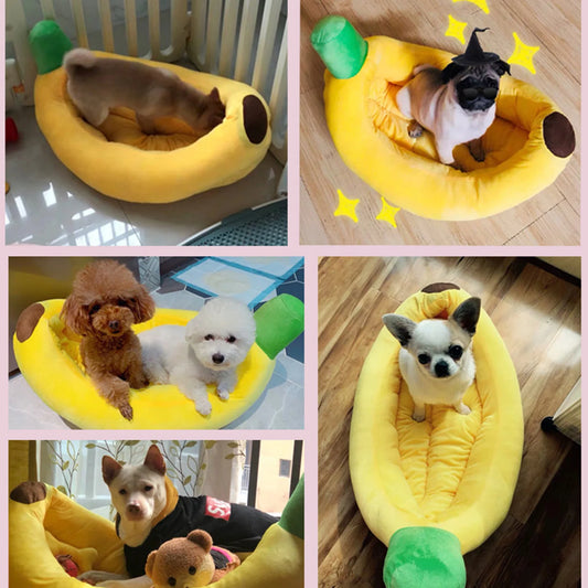 Cat Bed Dog Bed Dog Bed Soft Skin Friendly Removable Washable Cartoon Banana Shape Pet Cushion Bed for Puppy Cat Dog Cushion Bed