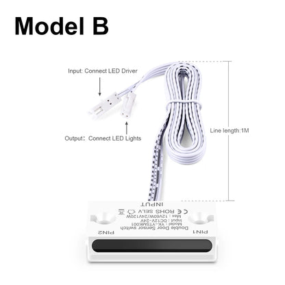 Smart Double Door Proximity Sensor Switch DC 12V-24V LED Light Switch For Wardrobe Cabinet Closet Backlight DIY Control Switch