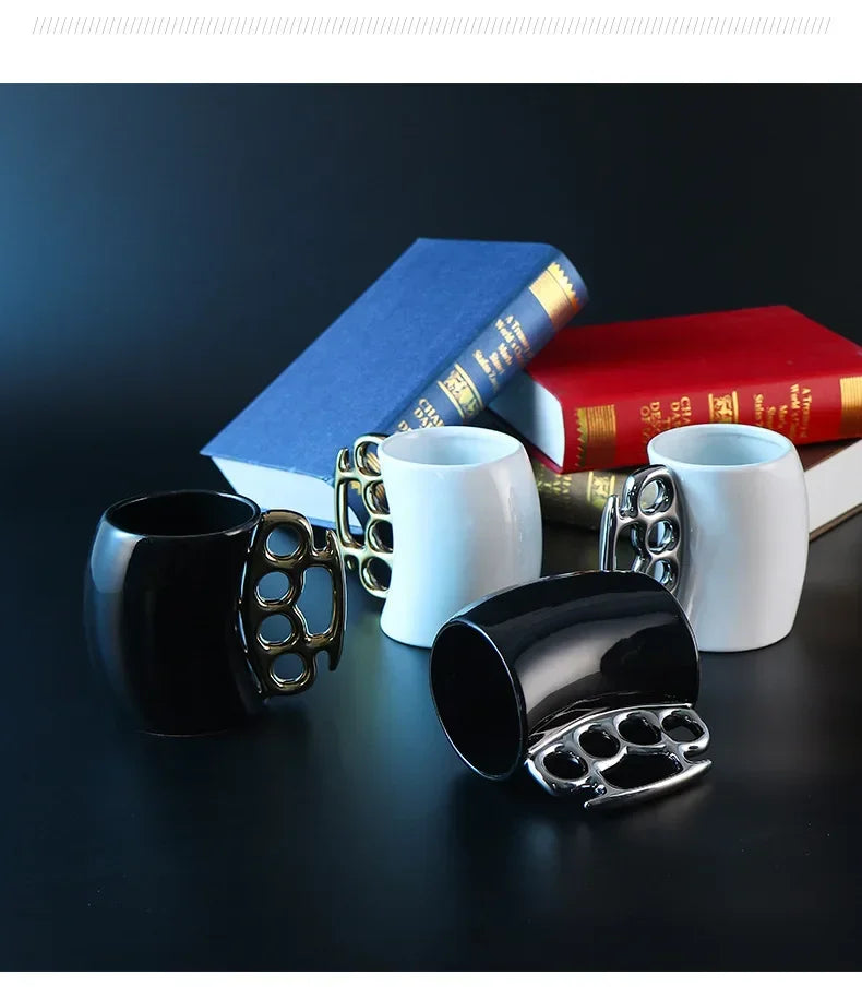 Mugs Creative Bending Fist Ring Cup Ceramic Cup Office Home Water Cup Coffee Cup Tea Cup with Handle Milk Cup