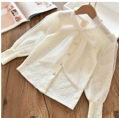 Girls' Shirt 2023 New Medium and Large Children Spring and Autumn Thin Long Sleeve Baby Shirt